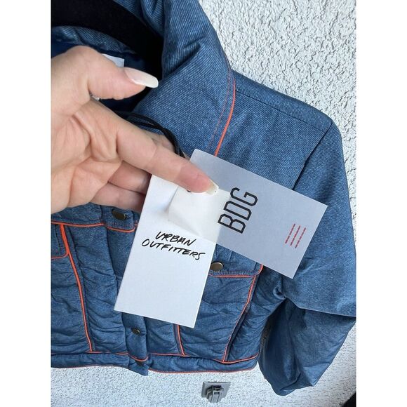 BDG Effie Trucker Jacket - Size Small - Blue/ Orange - Picture 6 of 11